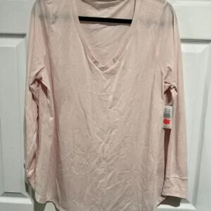 Torrid Blush Pink Long Sleeve V Neck Tee Size 1 NWT Classic Fit